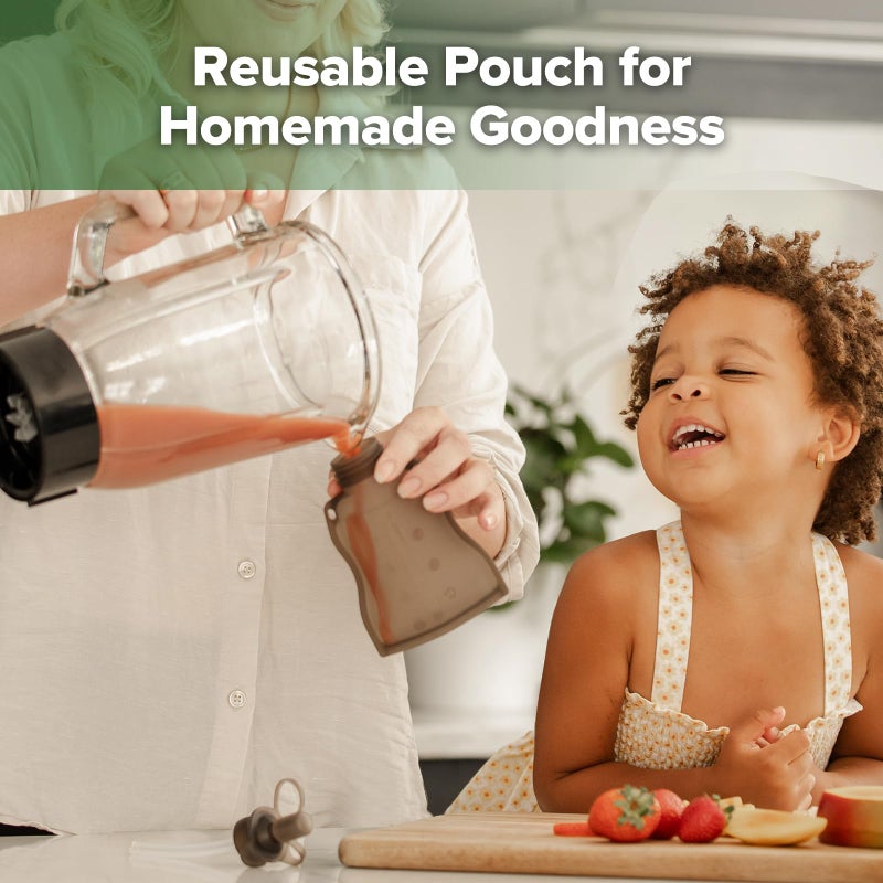 haakaa Reusable Baby Food Pouches Refillable Baby Squeeze Silicone Yummy Pouch, Soft Reusable Squeeze Storage Food Pouch for Kids Toddler, Home Made Food Puree, Smoothie Pouch Bag, 4oz, 4 Pack - Image 2