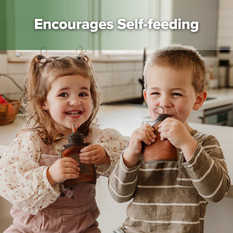 haakaa Reusable Baby Food Pouches Refillable Baby Squeeze Silicone Yummy Pouch, Soft Reusable Squeeze Storage Food Pouch for Kids Toddler, Home Made Food Puree, Smoothie Pouch Bag, 4oz, 4 Pack - Image 3