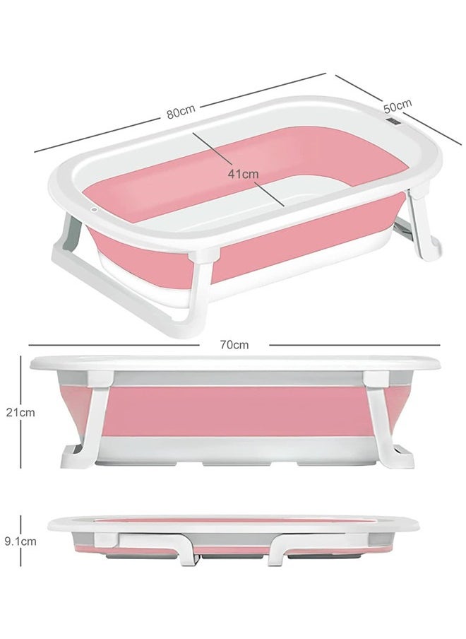 Baby Bathtub Portable With Baby Cushion Shampoo Hat, Collapsible Toddler Bath Tub for 0-2 Years Kids Foldable Infant Shower Basin
