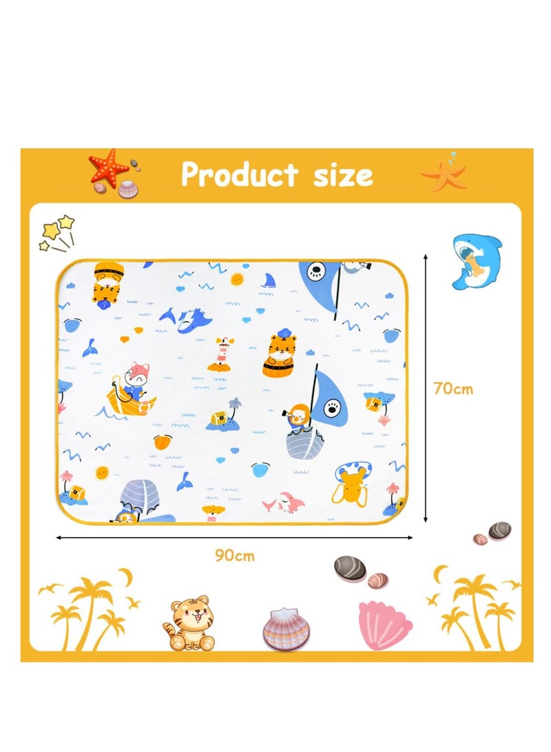 Potty Training Bed Pads, Bed Protector for Kids, 70 * 90cm Bed Wetting Mattress Protector Bed Wetting Sheets Mats, Absorb Water Pads Toddler Sheet Protector Toilet Training (Boat) - Image 2