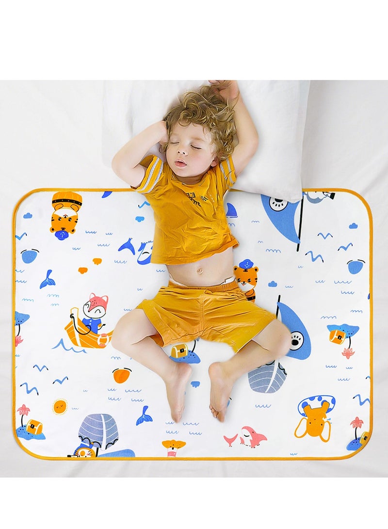 Potty Training Bed Pads, Bed Protector for Kids, 70 * 90cm Bed Wetting Mattress Protector Bed Wetting Sheets Mats, Absorb Water Pads Toddler Sheet Protector Toilet Training (Boat) - Image 1