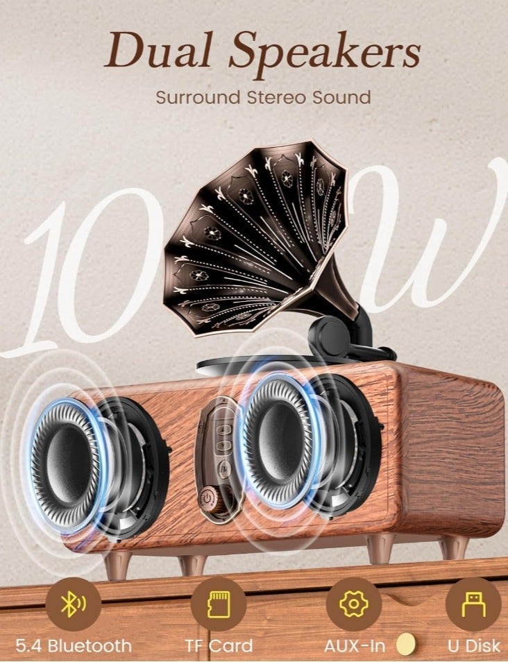 FVWA Retro Vintage Bluetooth Boomboxes Speaker, HIFI Stereo Sound, 5.4 Bluetooth FM Radio Bass Wireless Speaker with USB TF AUX for Home Bedroom Office Decor - Image 2