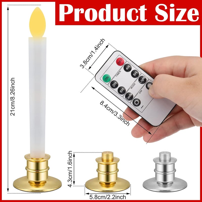 Spiareal Christmas Window Candle Lights Flickering Flameless Taper Candle Light Electric LED Christmas Candlesticks Battery Operated with Holders Remote Control Timer for Xmas Wedding Party Decor 24 Pcs  - Image 2