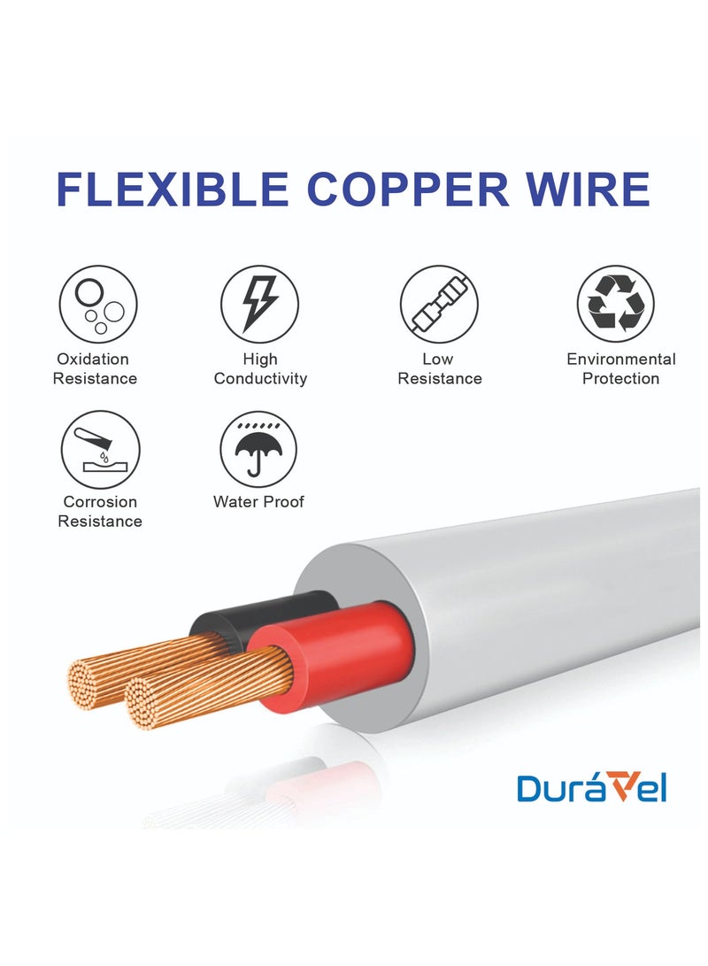 Duravel Duravel Electrical Cable Wire, White PVC Insulated, Round Flexible Power Cord (2 CORE 5 METER, 0.75MM)  - Image 4