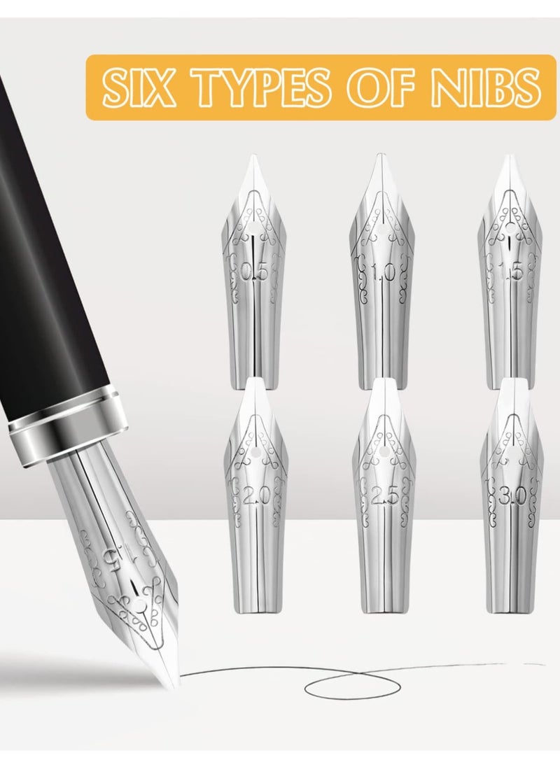 Excefore 30pcs Stainless Steel Fountain Pen Nibs, Replacement Nibs Set for Calligraphy and Writing, Various Sizes for Kids, Adults, and Students(0.5+1+1.5+2+2.5+3mm each 5pcs)  - Image 3