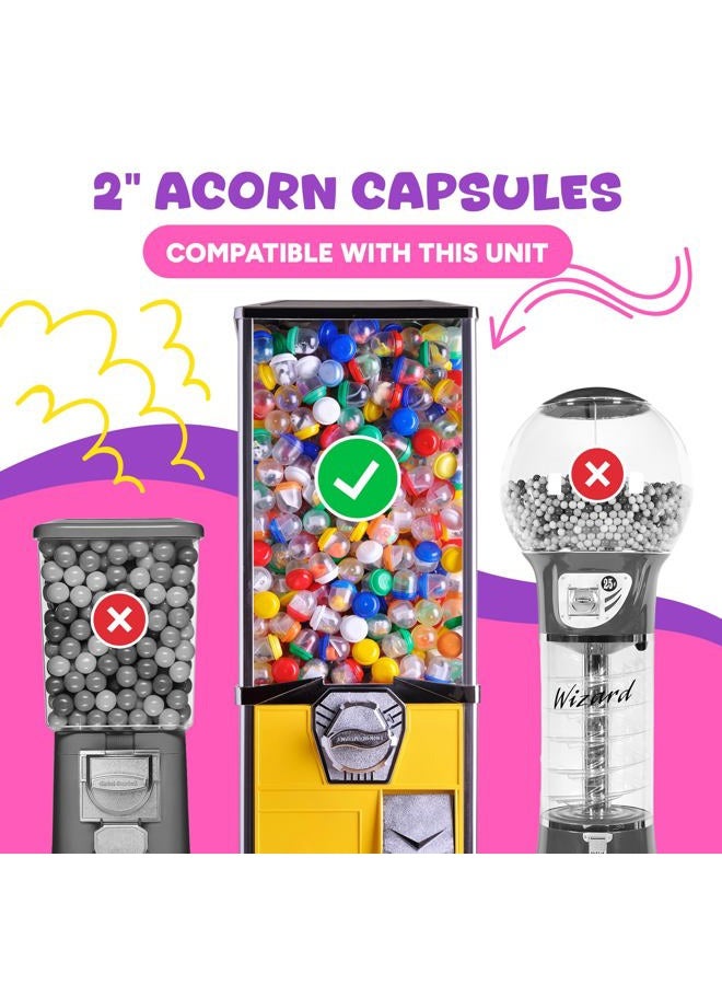 Entervending Vending Machine Capsules - 2 Inch Frosty-Clear Acorn Capsules - 50 Pcs Empty Toy Capsules - 7 Colors Plastic Capsules for Toys - 51 mm Prize Machine Capsules - Claw Machine Containers - Image 5