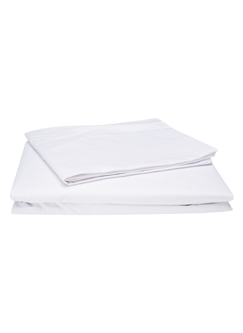Home-Tex Design 3 Piece Hometex Design King Size Flat Sheet Set White - 1 Flat Sheet (240x260 cm) +2 Pillow Covers (50x75 cm)  - Image 3