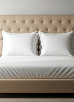 Home-Tex Design 3 Piece Hometex Design King Size Flat Sheet Set White - 1 Flat Sheet (240x260 cm) +2 Pillow Covers (50x75 cm)  - Image 1
