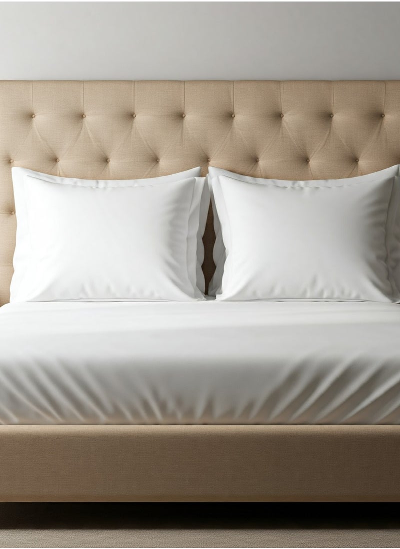 Home-Tex Design 3 Piece Hometex Design King Size Flat Sheet Set White - 1 Flat Sheet (240x260 cm) +2 Pillow Covers (50x75 cm)  - Image 1