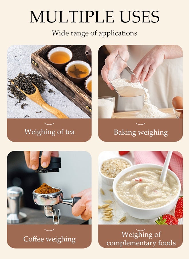 DUNISO Digital Kitchen Scale，Food Scale For Baking And Cooking，Mini Electronic Scale，with LCD Display，with Tray，Auto-Off，Type-C Charging，for Kitchen Cooking Baking Meal Prep - Image 3