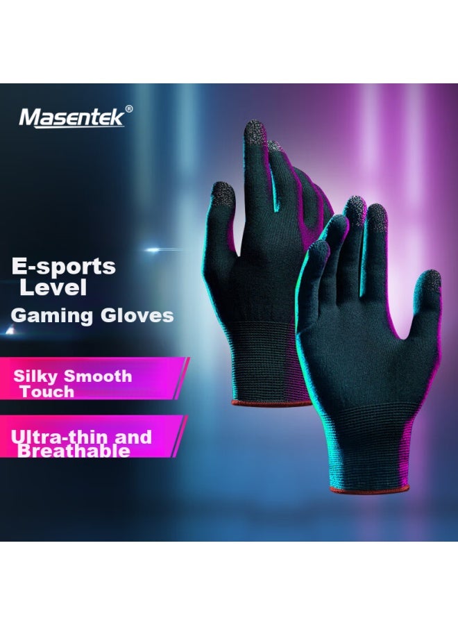 Masentek Gaming Gloves Red And Black, Pubg Thumb Protector, Mobile Gaming E-sports Professional Anti-slip Sweat-absorbing Touchscreen Breaker For Honor Of Kings, Ultra-thin Breathable, 2 Pairs - Image 1