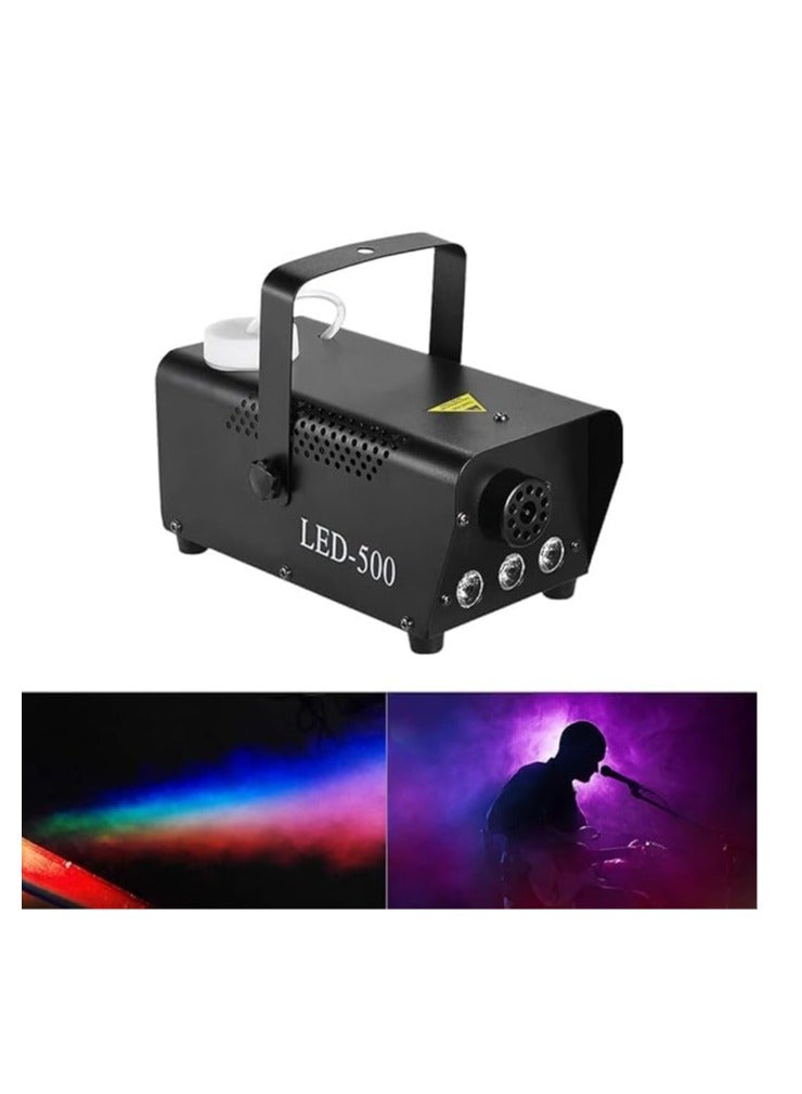 LED-500W Fog Machine Mini,Fog Machine Small With 3-Color LED Lights 250ml Tank Remote Control Stage Machine Suitable For Using In Party Wedding Live Concert Bar KTV ETC - Image 2