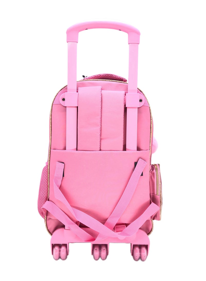 i-kola Heart And Butterfly Design Rolling Backpack 15 inch Wheeled Kids Backpack with Lunch Bag and Pencil Case for Girls Blue and Boys - Image 4