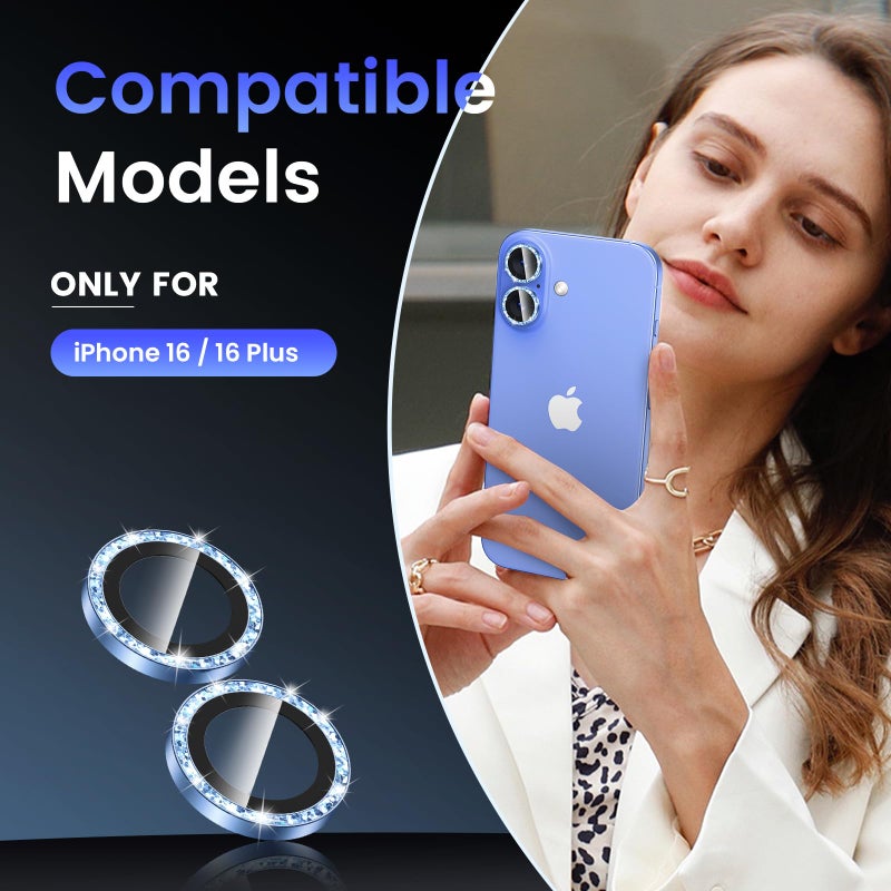 Tensea for iPhone 16 / iPhone 16 Plus Camera Lens Protector, 9H Tempered Glass Camera Cover Screen Protector, HD Clear, Metal Individual Ring for 16 6.1inch/16 Plus 6.7inch - Image 2