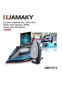 JAMAKY Italy Jamaki ceramic clothes steam ironing device with self-cleaning and drip prevention feature, 2800 watts, 350 ml, Italian 