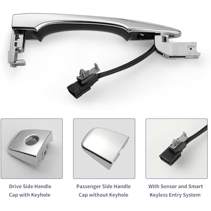 ريحني مقبض باب خارجي 97725 لنيسان ألتيما باثفايندر 2013 2014 2015 2016 2017 2018 2019 الجانب الأمامي الأيسر أو الأيمن مع دخول ذكي كروم - Image 3