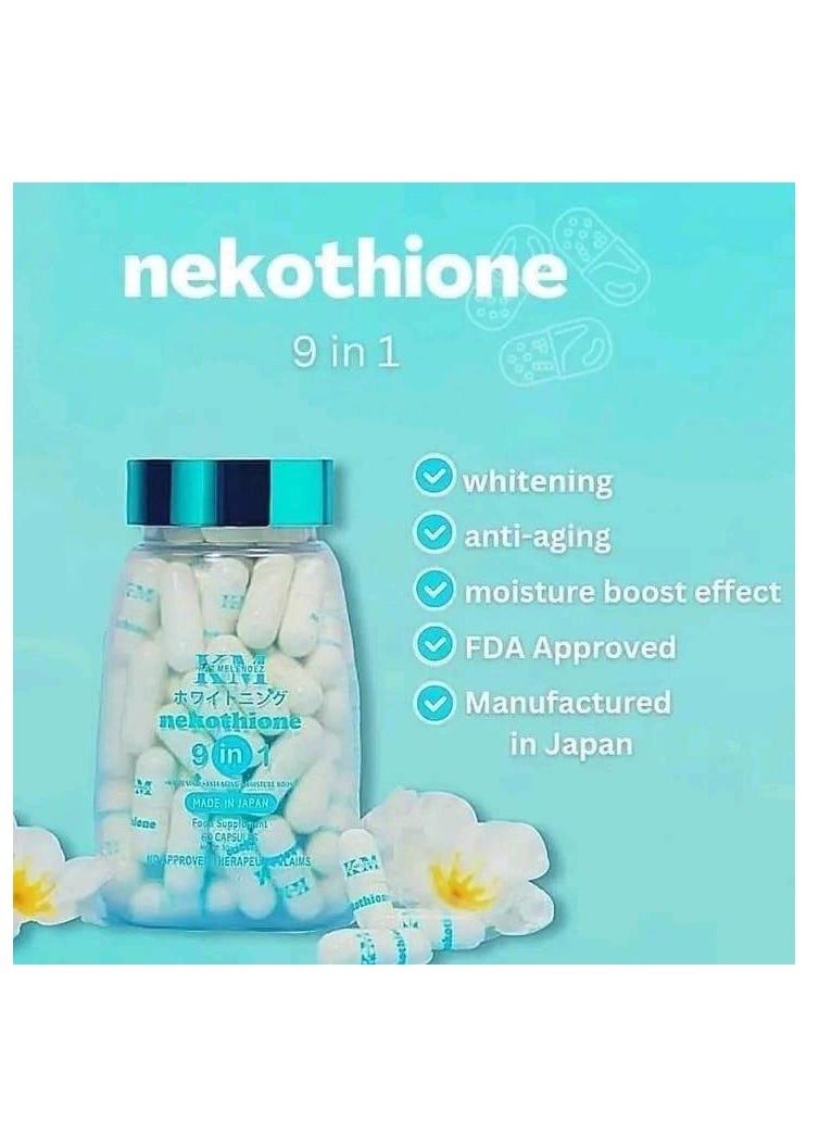 KM - Nekothione 9-in-1 Food Supplements, Whitening, Anti-Aging, and Moisture Boost, 60 Capsules for Comprehensive Skincare and Wellness - Image 1