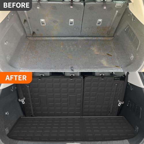 powoq Cargo Mat Compatible with 2022-2025 Nissan Pathfinder Trunk Mat with Backrest Mat TPE Cargo Liner Replacement for 2022 2023 2024 2025 Nissan Pathfinder Accessories(Trunk Mat with Backrest Mat) - Image 3