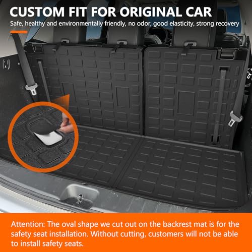 powoq Cargo Mat Compatible with 2022-2025 Nissan Pathfinder Trunk Mat with Backrest Mat TPE Cargo Liner Replacement for 2022 2023 2024 2025 Nissan Pathfinder Accessories(Trunk Mat with Backrest Mat) - Image 2