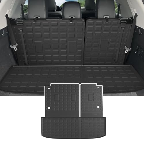 powoq Cargo Mat Compatible with 2022-2025 Nissan Pathfinder Trunk Mat with Backrest Mat TPE Cargo Liner Replacement for 2022 2023 2024 2025 Nissan Pathfinder Accessories(Trunk Mat with Backrest Mat) - Image 1