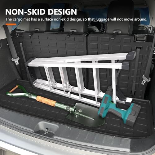powoq Cargo Mat Compatible with 2022-2025 Nissan Pathfinder Trunk Mat with Backrest Mat TPE Cargo Liner Replacement for 2022 2023 2024 2025 Nissan Pathfinder Accessories(Trunk Mat with Backrest Mat) - Image 4