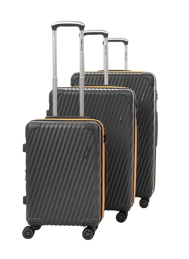 Travel Plus مجموعة من 3 قطع من حقائب أمتعة ABS بمقاس 20 و26 و30 بوصة باللون الرمادي  - Image 1