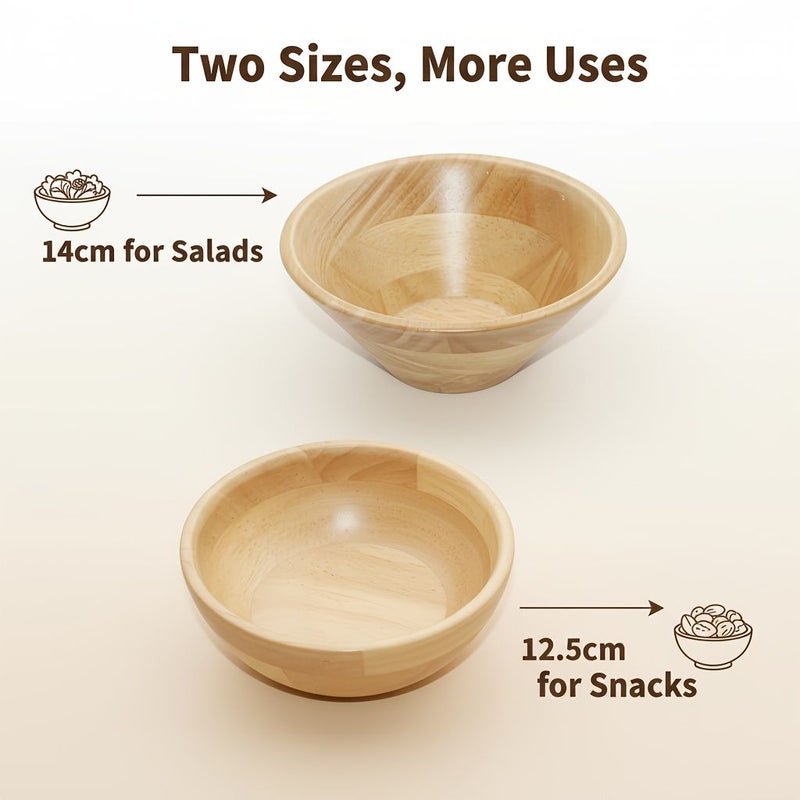 Set Of 2 Handcrafted Solid Wood Lacquered Bowls For Rice Soup Fruit And Seasoning Use - Image 3