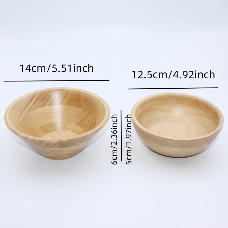 Set Of 2 Handcrafted Solid Wood Lacquered Bowls For Rice Soup Fruit And Seasoning Use - Image 2