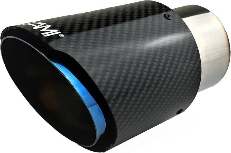 NETAMI 3" Inlet Carbon Fiber Stainless Steel Exhaust Tip (Blue, 3" Inlet/4" Outlet) - Image 1