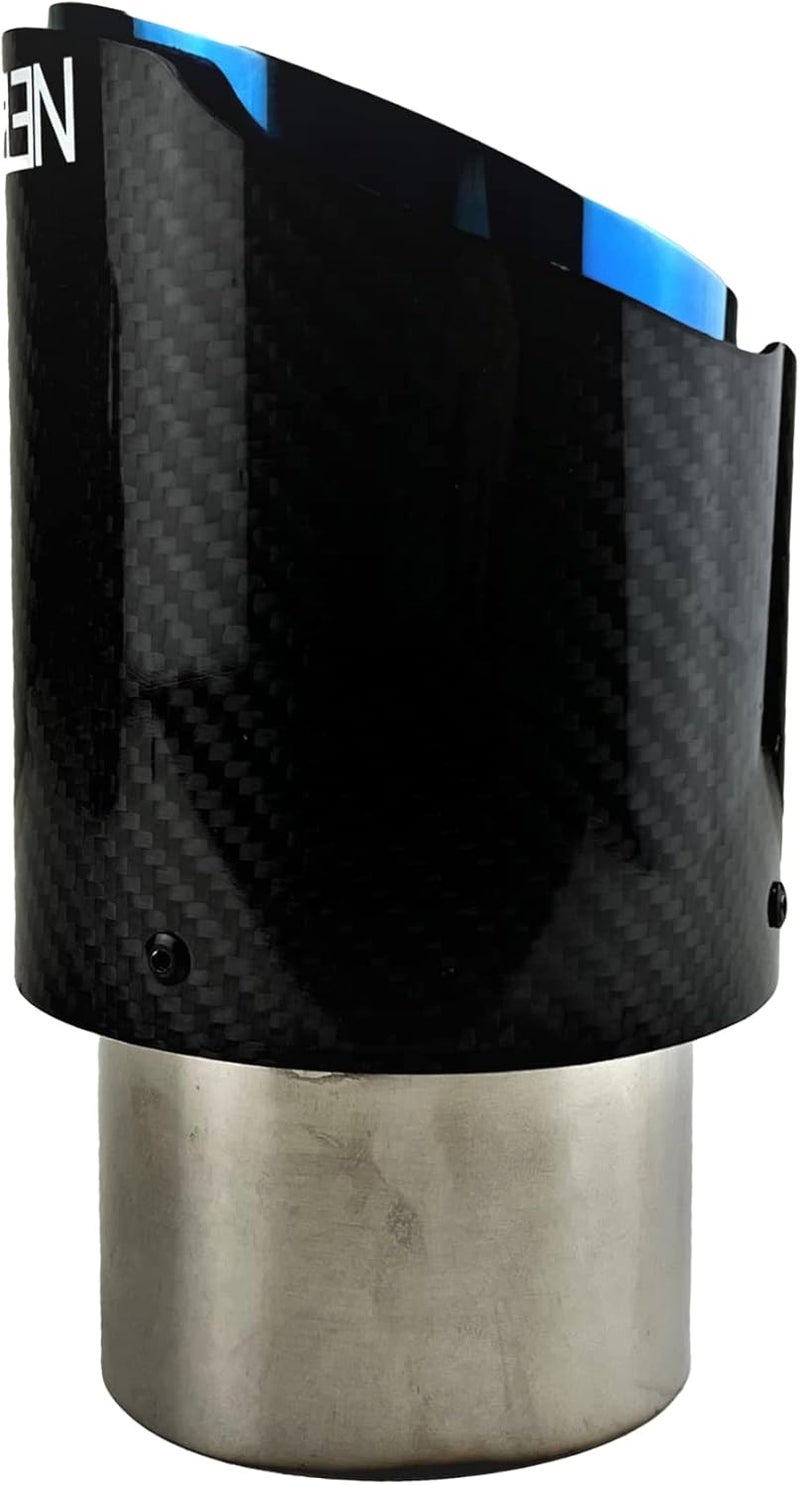 NETAMI 3" Inlet Carbon Fiber Stainless Steel Exhaust Tip (Blue, 3" Inlet/4" Outlet) - Image 3