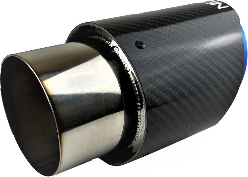 NETAMI 3" Inlet Carbon Fiber Stainless Steel Exhaust Tip (Blue, 3" Inlet/4" Outlet) - Image 4
