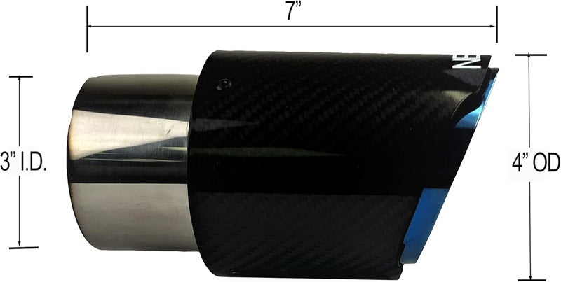NETAMI 3" Inlet Carbon Fiber Stainless Steel Exhaust Tip (Blue, 3" Inlet/4" Outlet) - Image 5
