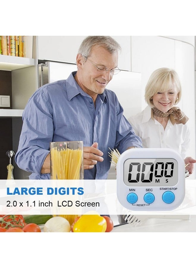 Beauenty Large Screen Digital Kitchen Timer Magnetic Stopwatch Timer for Baking Kitchen Study Training Count-Up Counting Down Clock ,White - Image 2