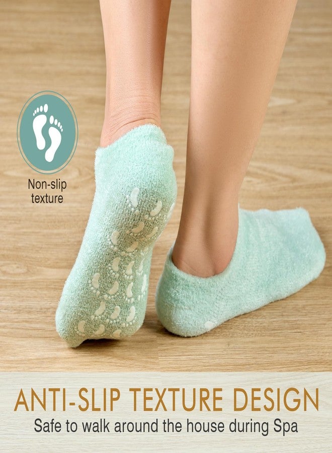 MoyRetty Moisturizing Silicone Gel Socks, 8.66 inches(Size M), for Dry Cracked Feet Care Gel Silicone Aloe Spa Socks for Women (Green) - Image 3