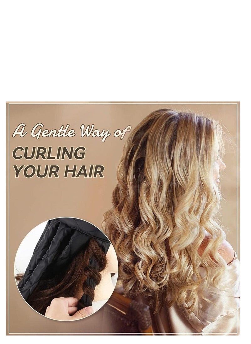KHAJUL - 38cm-Heatless Hair Curler for Long Hair Soft Satin No Heat Octopus with Adjustable Headband for Women Curls Wave to Sleep-Black - Image 1