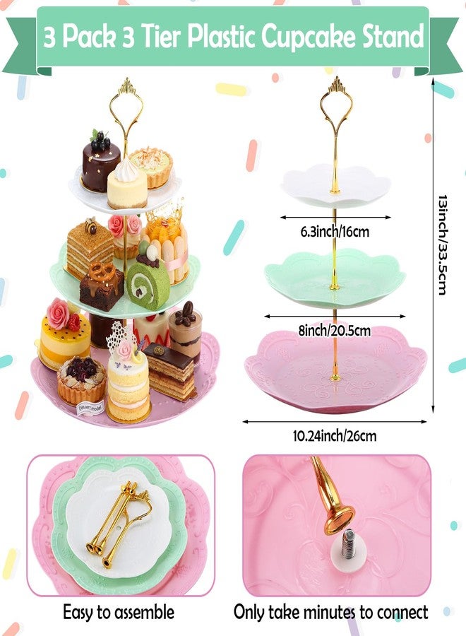 Layhit 83 Pcs Disposable Tea Party Set for Women Girls Vintage Floral Tableware with 3 Tier Cake Stand, Paper Cups & Saucers, Plates, Napkins, Cutlery for Birthday Baby Shower(Novel) - Image 3