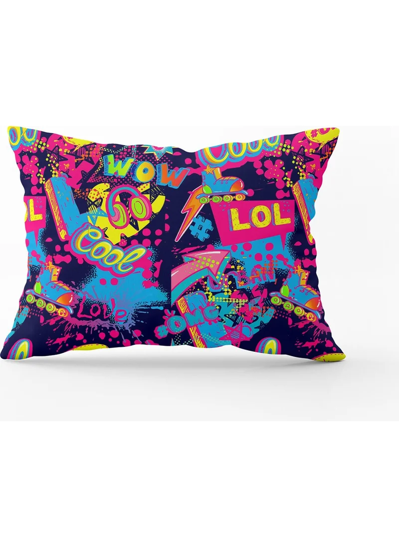 Cango Home Black Multicolor Popart Patterned Digital Print Throw Pillow Case - CGH397-3550 Double Sided Printed