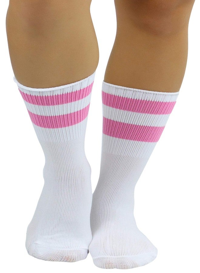 حذاء نسائي من ToBeInStyle يصل إلى الكاحل مصنوع من الأكريليك مع جزء علوي مخطط - أبيض/وردي - Image 4