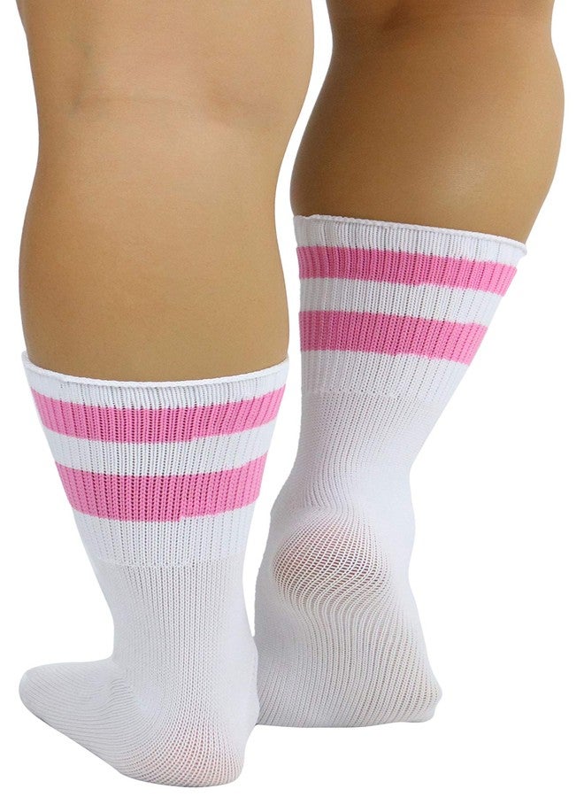 حذاء نسائي من ToBeInStyle يصل إلى الكاحل مصنوع من الأكريليك مع جزء علوي مخطط - أبيض/وردي - Image 2