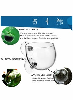 SYOSI Plant Pot Aquarium Decor, Aquatic Plant Cup with 2 Suction Cup, Crystal Glass Pot for Fish Tank, 2pcs  - Image 5