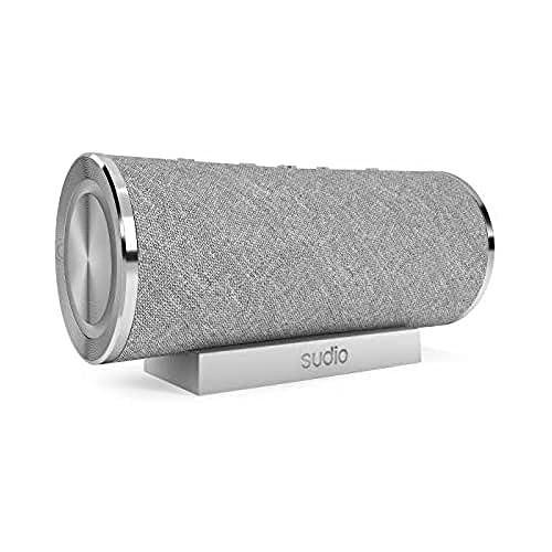 Sudio Femtio Portable Bluetooth Speakers - Wireless, IPX6 Waterproof, Dual Play, with Microphone, 14h Play Time, for Android and iOS (Silver) - Image 1