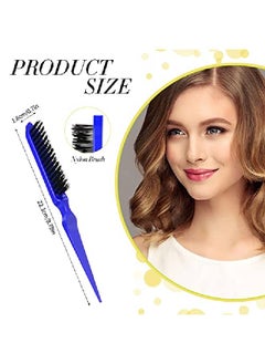 Patelai 3 Pieces Hair Styling Comb Set Includes Hair Brush Teasing Fluffy Hair Brush Rat Tail Comb Teasing Comb And Triple Teasing Comb For Women Back Combing Hair (Blue And Black Dark Blue)  - Image 3