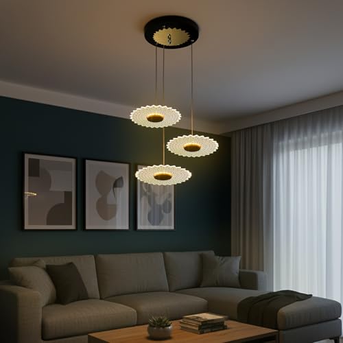Lamp master Lampmaster 3 para Pendant Light | Modern Hanging Ceiling Lamp with Antique Gold Finish | Warm White Glow | Decorative Acrylic Chandelier for Living Room, Dining Room, Bedroom, Restaurants & Interior - Image 2