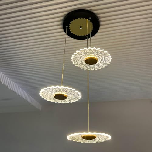 Lamp master Lampmaster 3 para Pendant Light | Modern Hanging Ceiling Lamp with Antique Gold Finish | Warm White Glow | Decorative Acrylic Chandelier for Living Room, Dining Room, Bedroom, Restaurants & Interior - Image 3