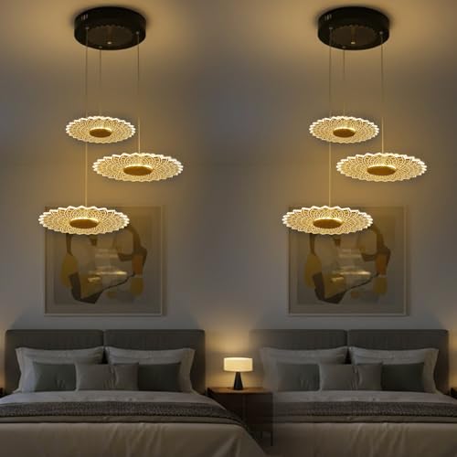 Lamp master Lampmaster 3 para Pendant Light | Modern Hanging Ceiling Lamp with Antique Gold Finish | Warm White Glow | Decorative Acrylic Chandelier for Living Room, Dining Room, Bedroom, Restaurants & Interior - Image 1