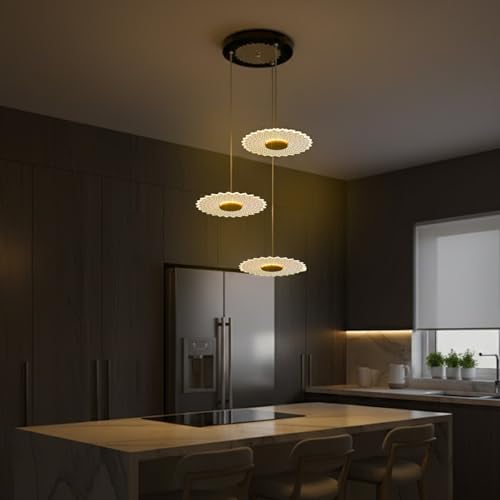 Lamp master Lampmaster 3 para Pendant Light | Modern Hanging Ceiling Lamp with Antique Gold Finish | Warm White Glow | Decorative Acrylic Chandelier for Living Room, Dining Room, Bedroom, Restaurants & Interior - Image 4