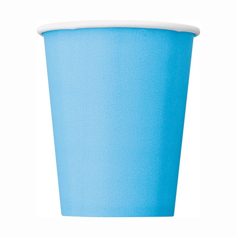 Powder Blue Solid Paper Cups - 9oz (Pack of 14) - Elegant Design & Premium Quality Disposable Party Drinkware - Perfect for Baby Showers  Weddings & Celebrations