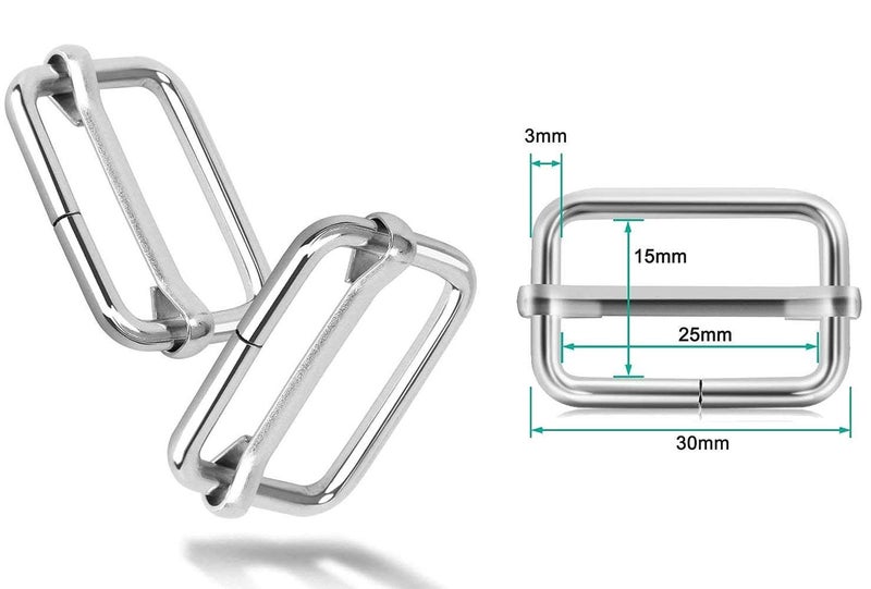 DIY Crafts Diy Crafts 13707 Nickel Plating Triglide Slides Rectangle Adjustable Webbing Slider for Fasteners Strap Backpack Diy Accessories Pack of 150 Multicolor  - Image 2