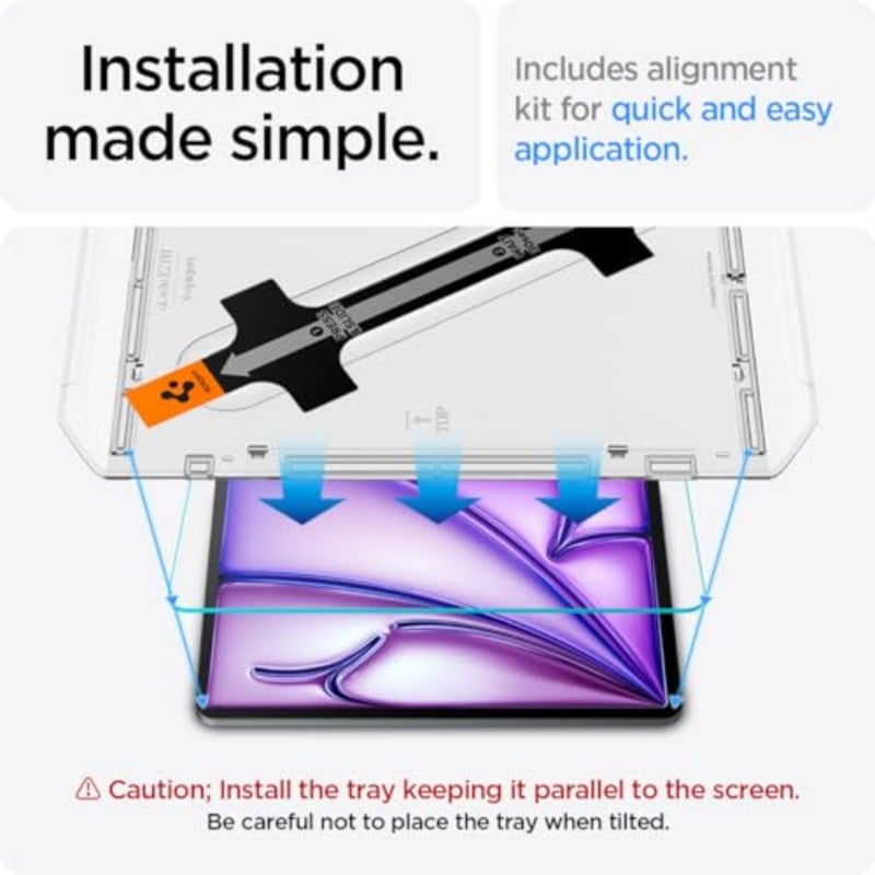 Tempered Glass Screen Protector for iPad Air 13 inch M2 2024:9H hardness, crystal clear, touch responsive, auto-align technology, case-friendly, easy installation kit - Image 3