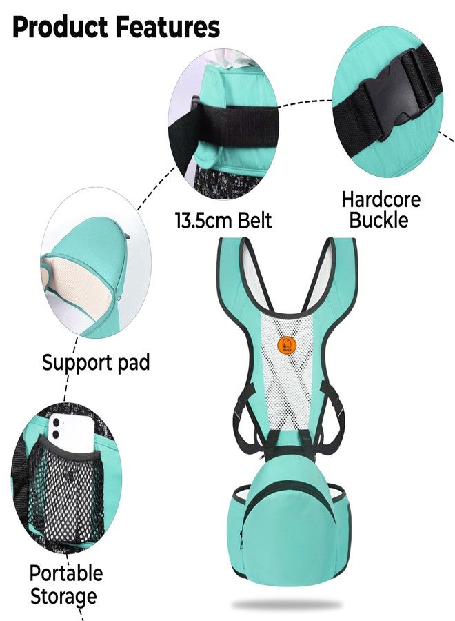 بيمبيكا حاملة أطفال بيمبيكا من حديثي الولادة إلى الأطفال الصغار مع مقعد للورك، متعددة الأوضاع، حاملة أطفال ناعمة، حقيبة كنغر، حاملة أطفال مناسبة لجميع الفصول - أزرق سماوي - Image 4